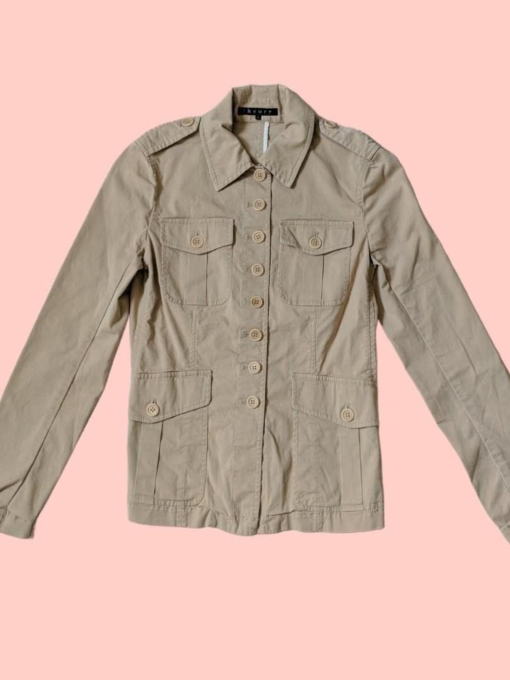 Theory Lightweight Tailored Button Up Utility Jacket - khaki - Women's size 2